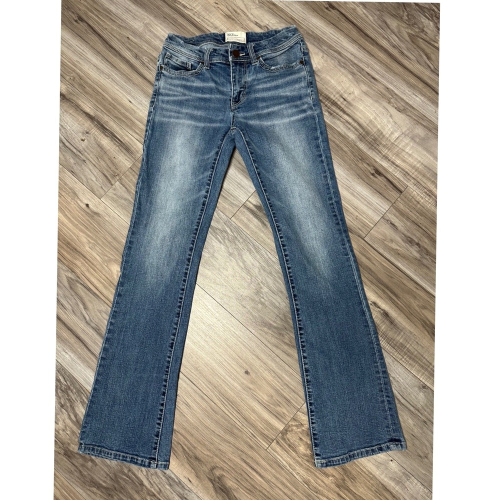 BKE Women's Stella Mid Rise Tailored Bootcut Jeans Blue Denim Size 25R
